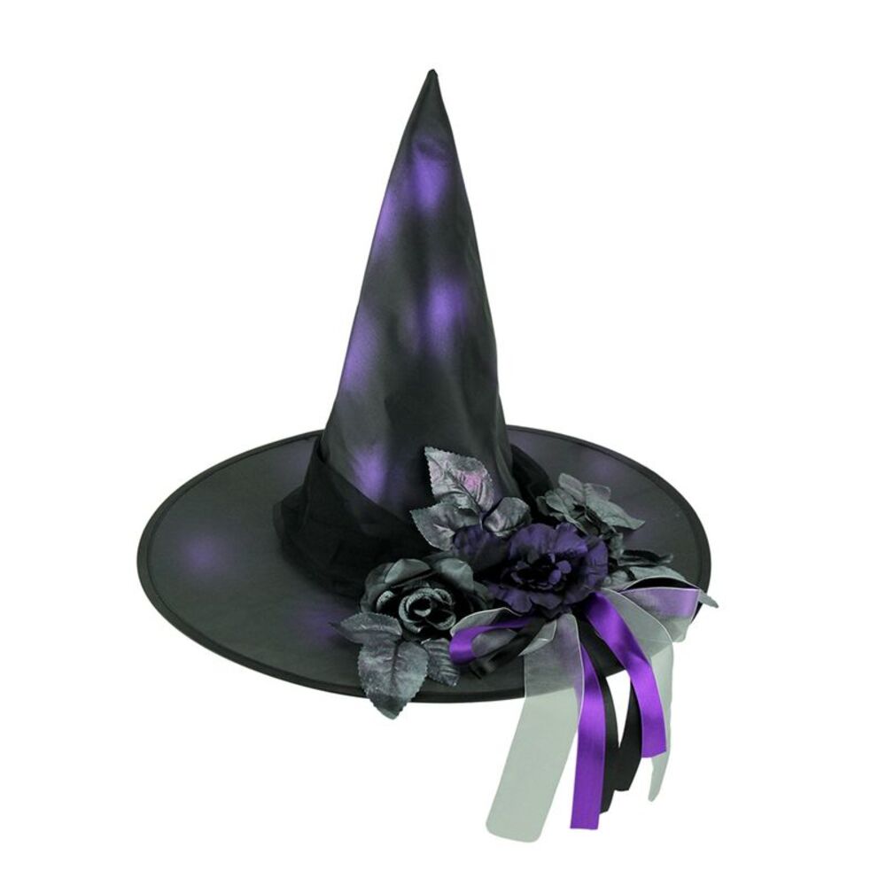 19 Inch Diameter Witch Hat With Floral Hatband
